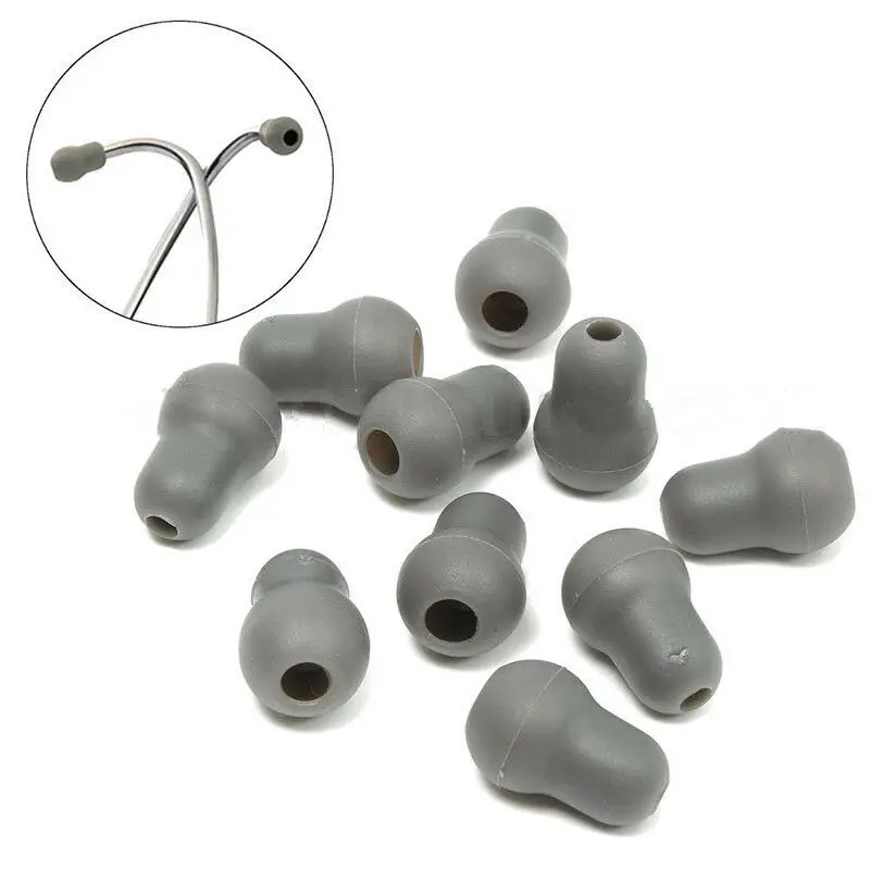 New Wholesale 10PCS Soft Silicone Black Gray Soft Ear Tips Replacement Earplug Earpieces Earbuds For Littmann Stethoscope