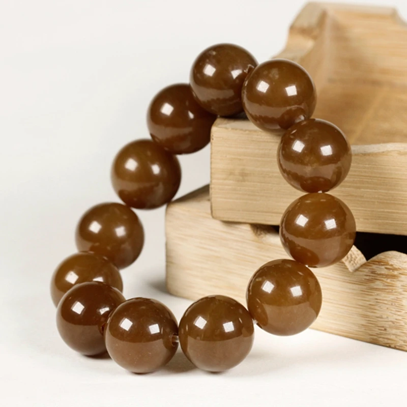 

Hetian Jade Natural Sugar Jade Balls Old Pit Material Whole String of 17-18mm Bracelet with Pearl Men's Large Handwear