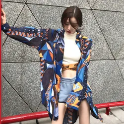 Vintage Ethnic Print Kinomo Cardigan Women Summer Long Sleeve Shirts Korean Casual Loose Oversized Long Blouse Shirts Female