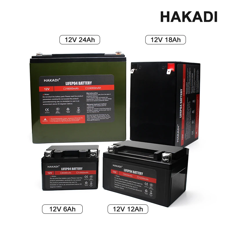 HAKADI 12V 6Ah 12Ah 18Ah 24Ah Lifepo4 batteria con BMS per alimentazione di emergenza accumulo di energia solare RU consegna veloce