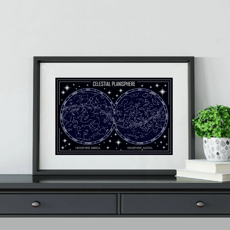 خريطة Planisphere السماوية قماش المشارك يطبع هندسية الحد الأدنى كوكبة صور فنية للجدران اللوحة ديكور جدران المنزل