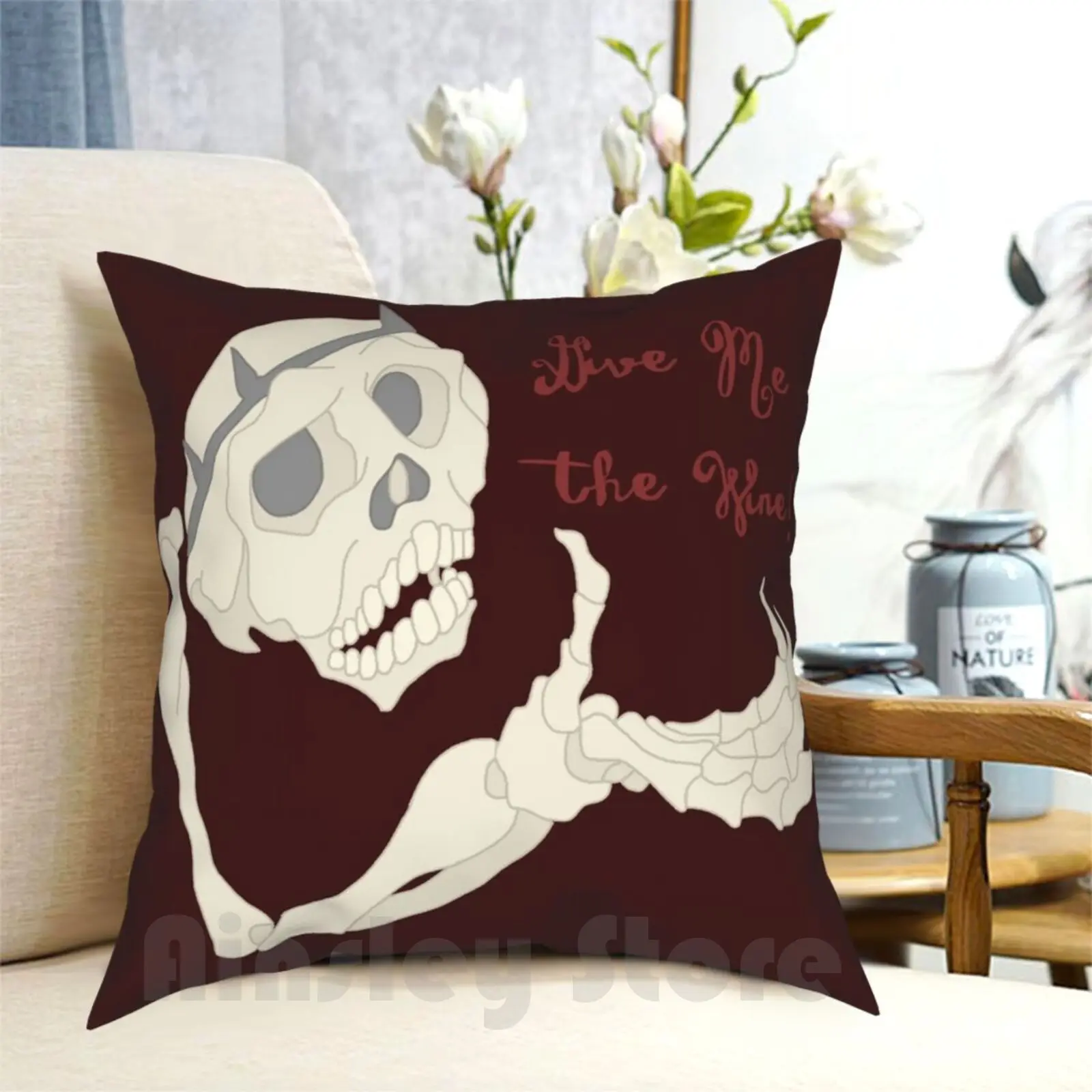 كيس وسادة النبيذ المطبوع المنزلي وسادة رمي ناعمة Thelastunicorn The Last Unicorn Skeleton Wine