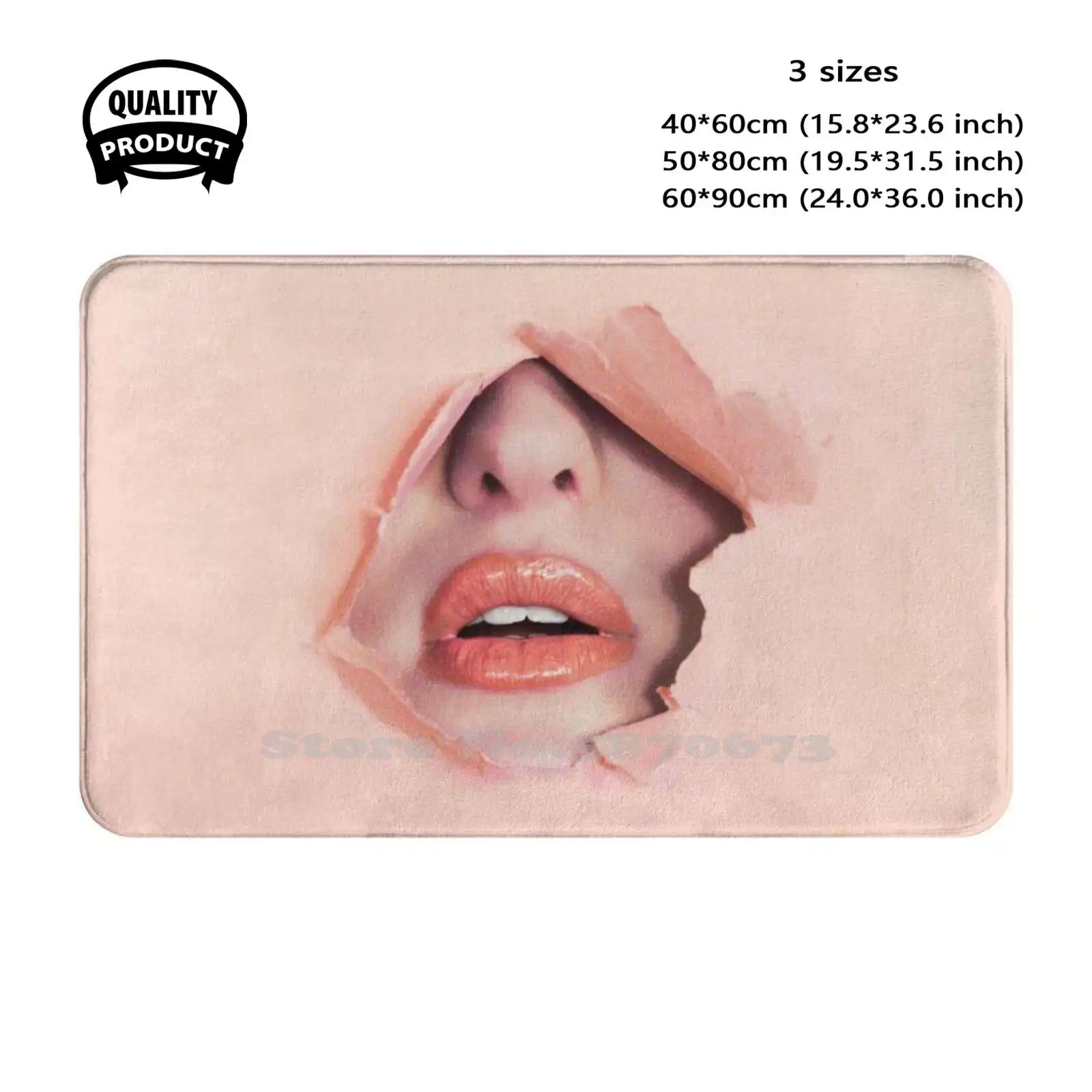 Orange Lips Soft Cushion Home Carpet Door Mat Car Rug Orange Lips Mouth Salmon Gloss Ice Cream Creamy