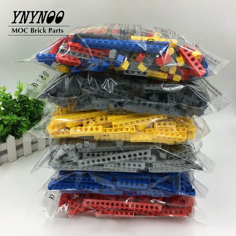 500Grams 10 Sizes 5Colors Technical Brick 1x1 1x2 1x4 1x6 1x8 1x10 1x12 1x14 1x16 with Hole MOC Building Blocks DIY Parts Toys