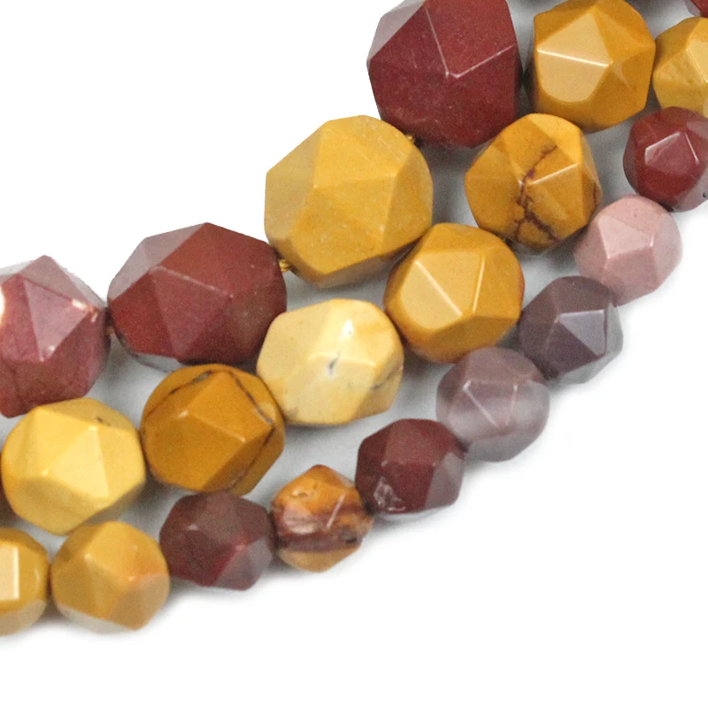 Natural Faceted Mookaite Egg Yolk Stone Spacers Loose Beads DIY Charms Bracelet Earrings for Jewelry Making 14\