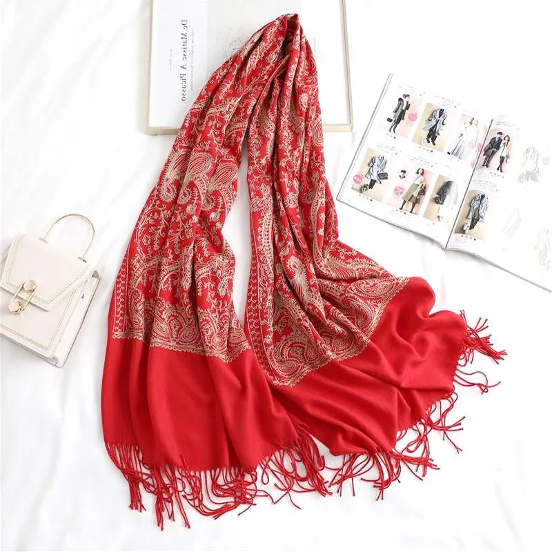 Luxury winter sale scarf sjaal,embroidery paisley long floral scarf stole,bufanda cashmere shawl from india,cape poncho feminino