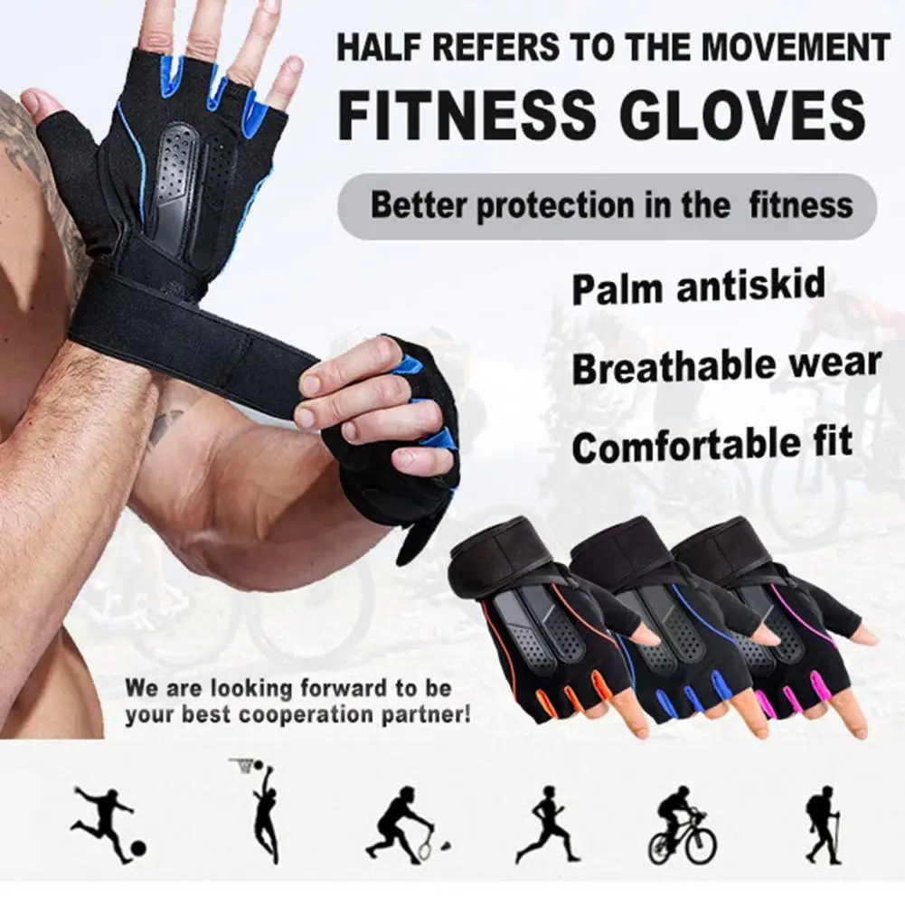 1 par de guantes gimnasio Anti-Slip fuerza entrenamiento mitad Mitad de dedo al aire libre halterofilia deportes guantes de entrenamiento para los