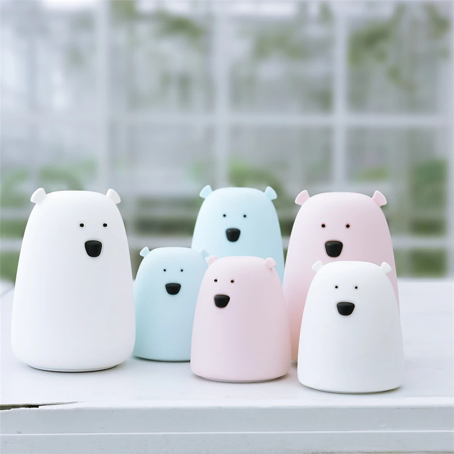 Morden lampada da comodino in Silicone a luce notturna orso colore luce bambini lampada da notte carina camera da letto luce per bambini regalo riduzione della pressione giocattolo
