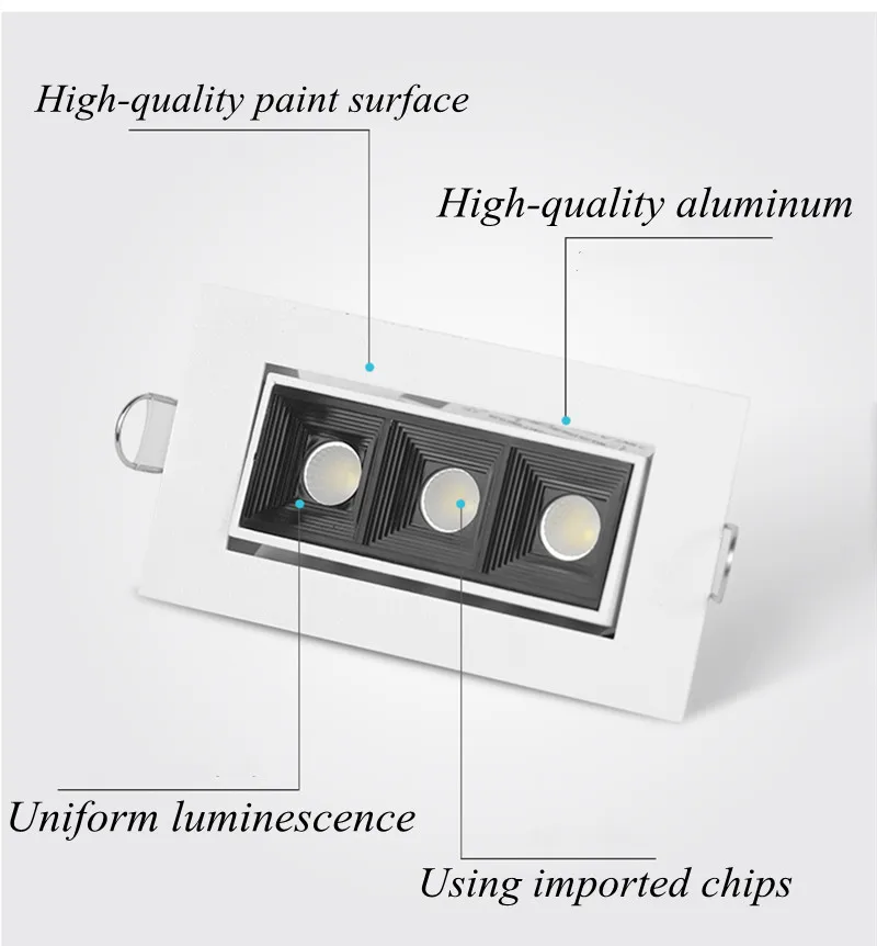 Nordic Design Dimmable LED Downlights Square Recessed 10W 20W  LED Ceiling Light AC220V Strip Indoor Lighting Spotlights