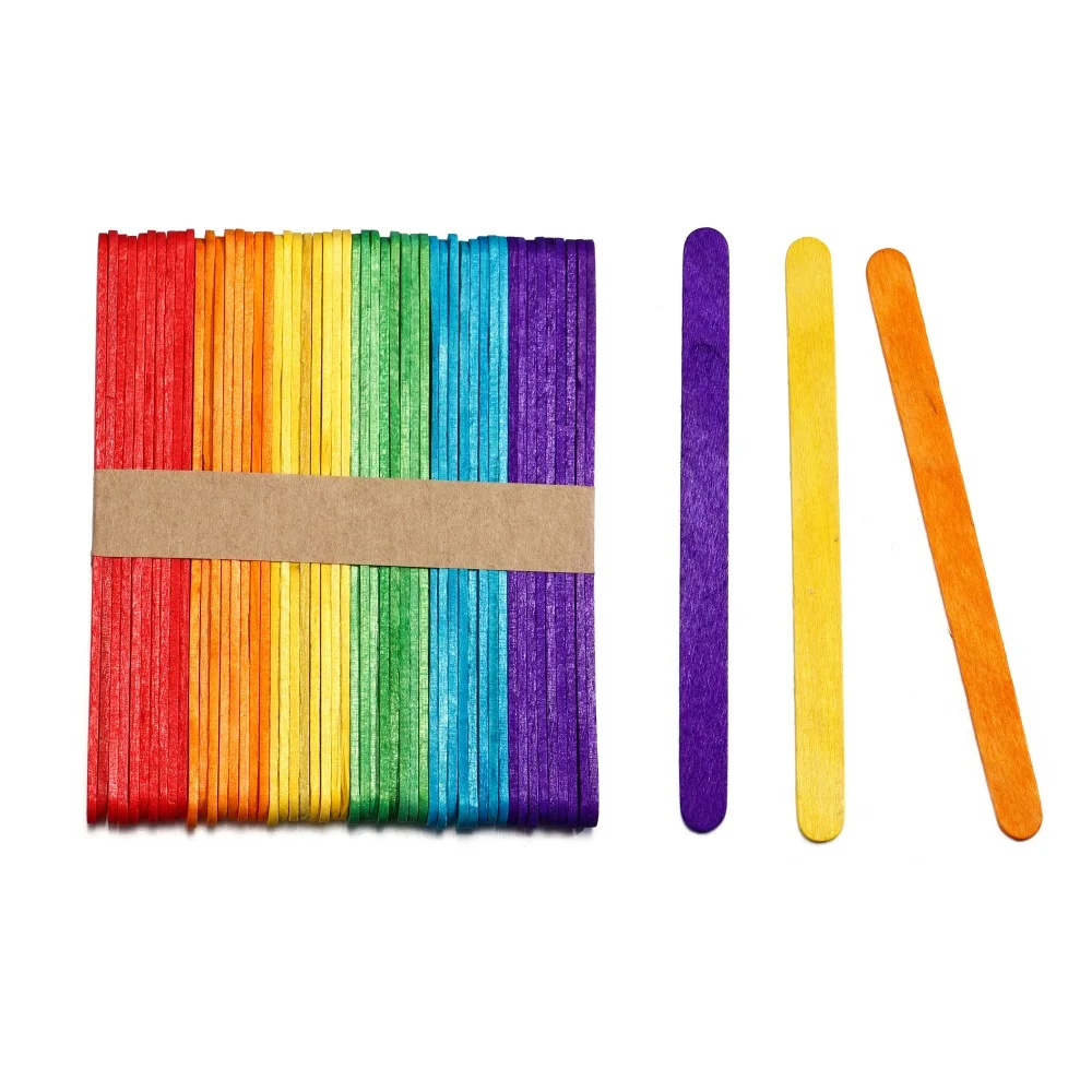 50Pcs Gekleurde Houten Craft Sticks Rainbow Craft Popsicle Sticks Voor Diy Thuis Art Project Kinderen Ambachten Creatieve Ontwerpen