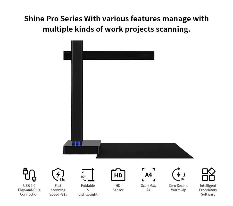 CZUR Document Camera Shine 800 Pro Capture Max A4 Size for Teaching Learning, Document Scanner for Invoice Scan with OCR