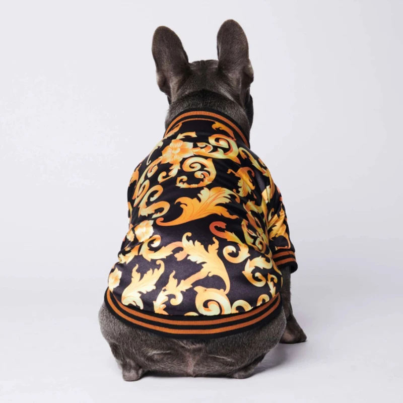 SUPREPET Dog Clothing for French Bulldog Gold Embroidery Dog Jacket Coat Warm Dog Clothes Puppy Outfit Cotton Dogs Jacket Rope