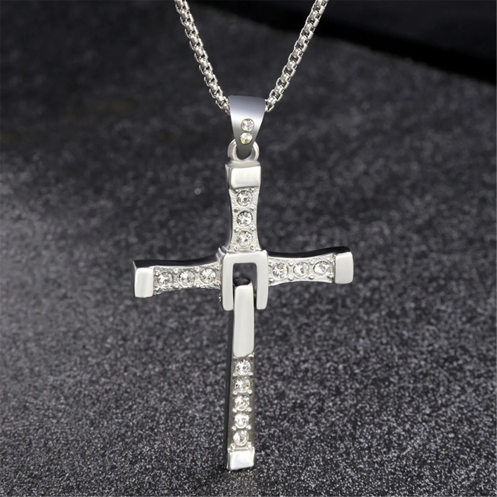 Cross Jesus Christ Pendant Fast and Furious Dominic Toretto Stainless Steel Titanium Cross Necklace for BF Colgante de Cruz