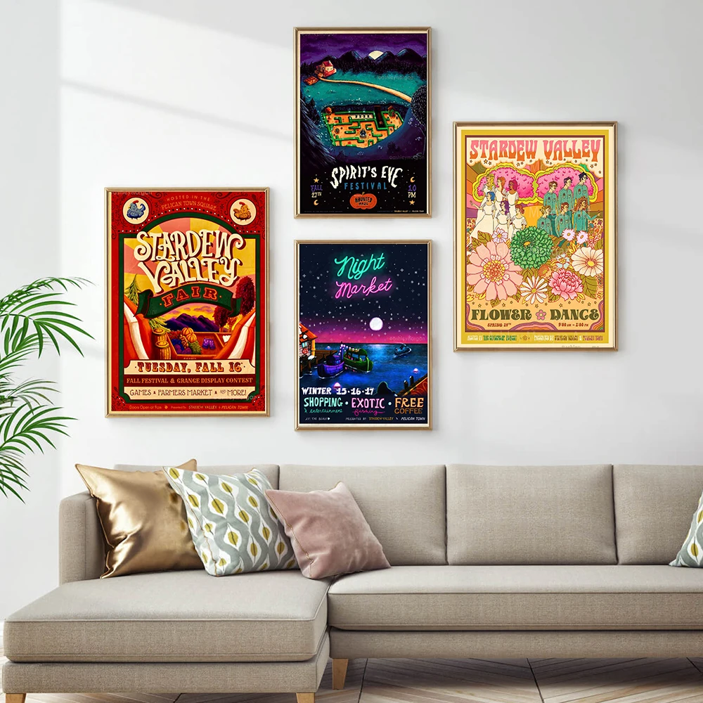 

Stardew Valley Event Poster Flower Dance Event Canvas Painting Wall Art Picture Night Market Promotional Prints Home Decoration