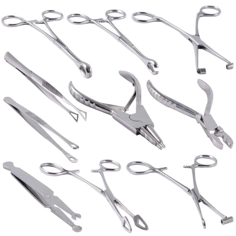 1PC Professional Tool Surgical Steel Open Triangle Close Ring Needle Pipe Clamp Plier Tweezers Belly Body Piercing Puncture Tool