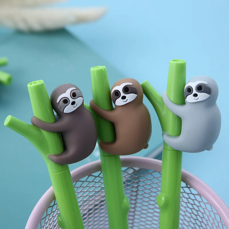 24 pcs/lot Cartoon Sloth Branches Gel Pen Cute 0.5mm Signature Pen Promotional Gift Stationery School Supplies