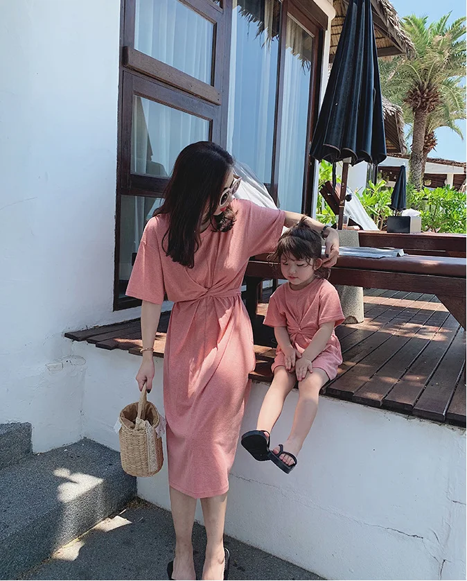 summer Mommy and me family matching mother daughter dresses clothes cotton mom dress kids child outfits mum sister baby girl