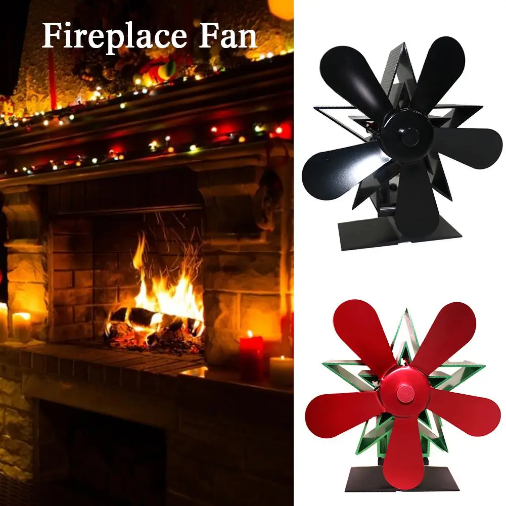 Black Fireplace 4 Blade Heat Powered Stove Fan Komin Log Wood Burner Eco Friendly Quiet Fan Home Efficient Heat Distribution