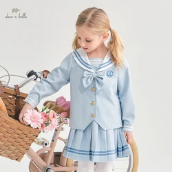 DK1220439 Dave bella winter 5Y-13Y  girls cartoon letter clothing sets children lovely suits high quality clothes girls outfit