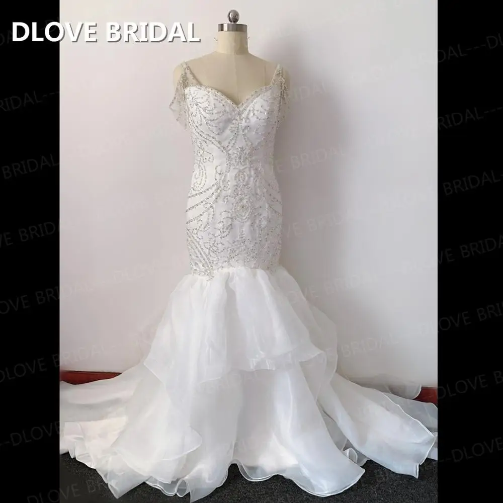

Sexy Backless Wedding Dress High Quality Full Beaded Mermaid Wedding Dress Real Photos