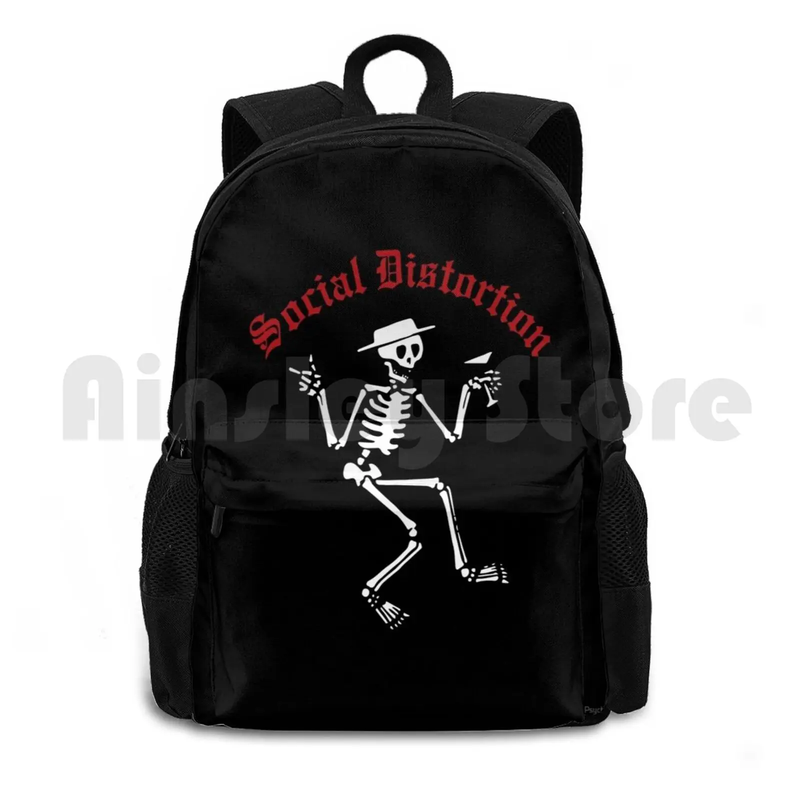 Social D Outdoor Hiking Backpack Waterproof Camping Travel Social Distortion Punk Usa Music Band California Skull Logo Skeleton