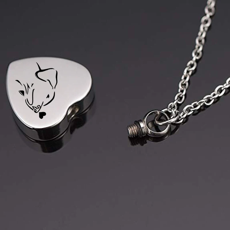 Heart Shape Cremation Jewelry Pet Dog Cat Memorial Urn Necklace for Ashes Stainless Steel Ash Holder Paw Print Keepsake