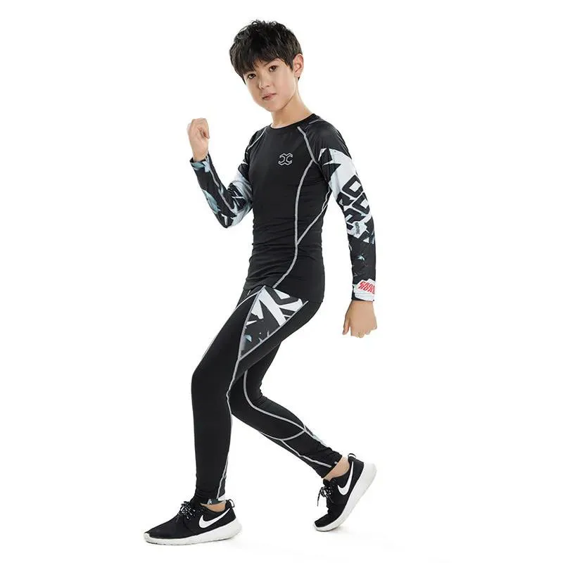 Kids Running Set Children Boy Girl Men Women Fitness Basketball Football Sport Hiking Skiing Thermal Underwear Suit Tracksuit 09