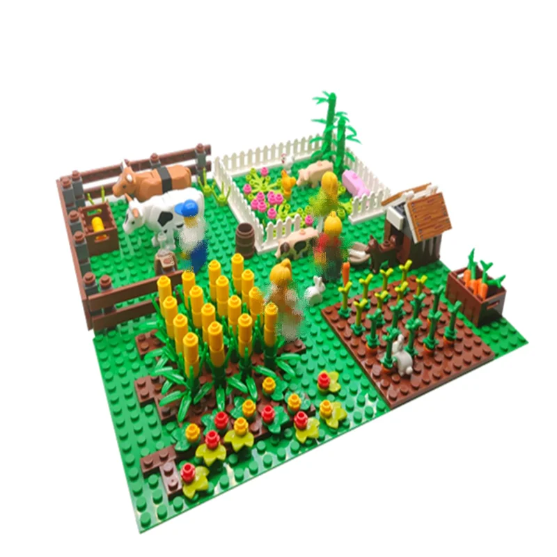 MOC Building Blocks Assembling Figures Girl Sunshine Farm Manor Plants and Animals Toys for Kids