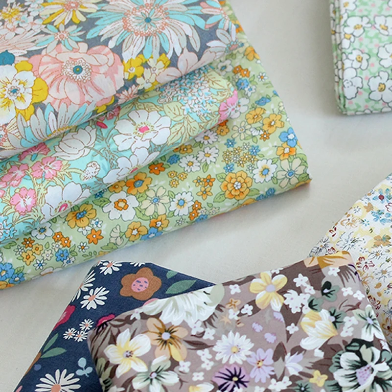 Kwiat materiał w kwiaty popelina drukowane bawełniane letnie jasne tkaniny ręcznie robione Patchwork DIY na pół metra