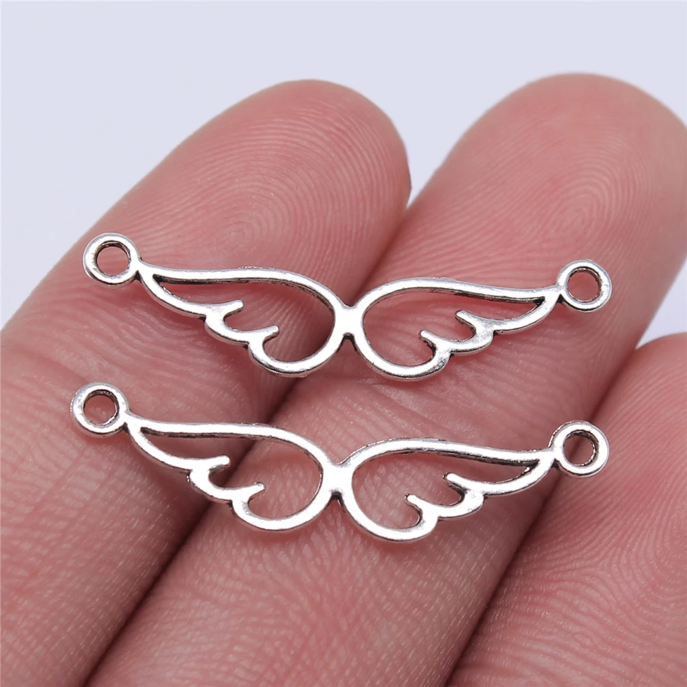 WYSIWYG 20pcs 28x5mm Angel Wings Charms Connector Jewelry Making For Bracelet Making Necklace Making