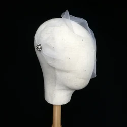 Whitney M06 White Ivory Vintage Pearls Metal Beads 2 Combs One Layer Face Cover Veil Bride Headdress Casamento Acessórios