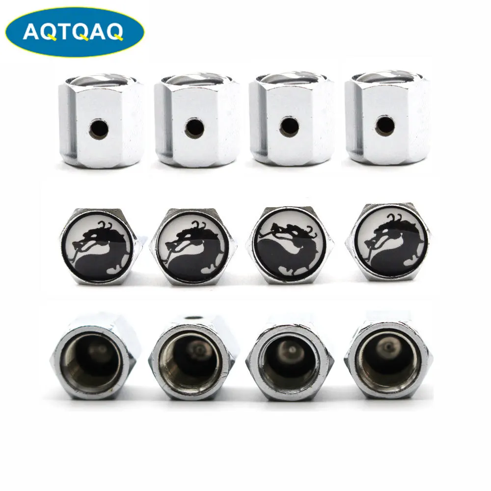 

4Pcs/set Car Styling Zinc Alloy Anti-theft Dragon Logo Car Tire Valve Caps Wheel Tires Tire Stem Air Cap Airtight Covers