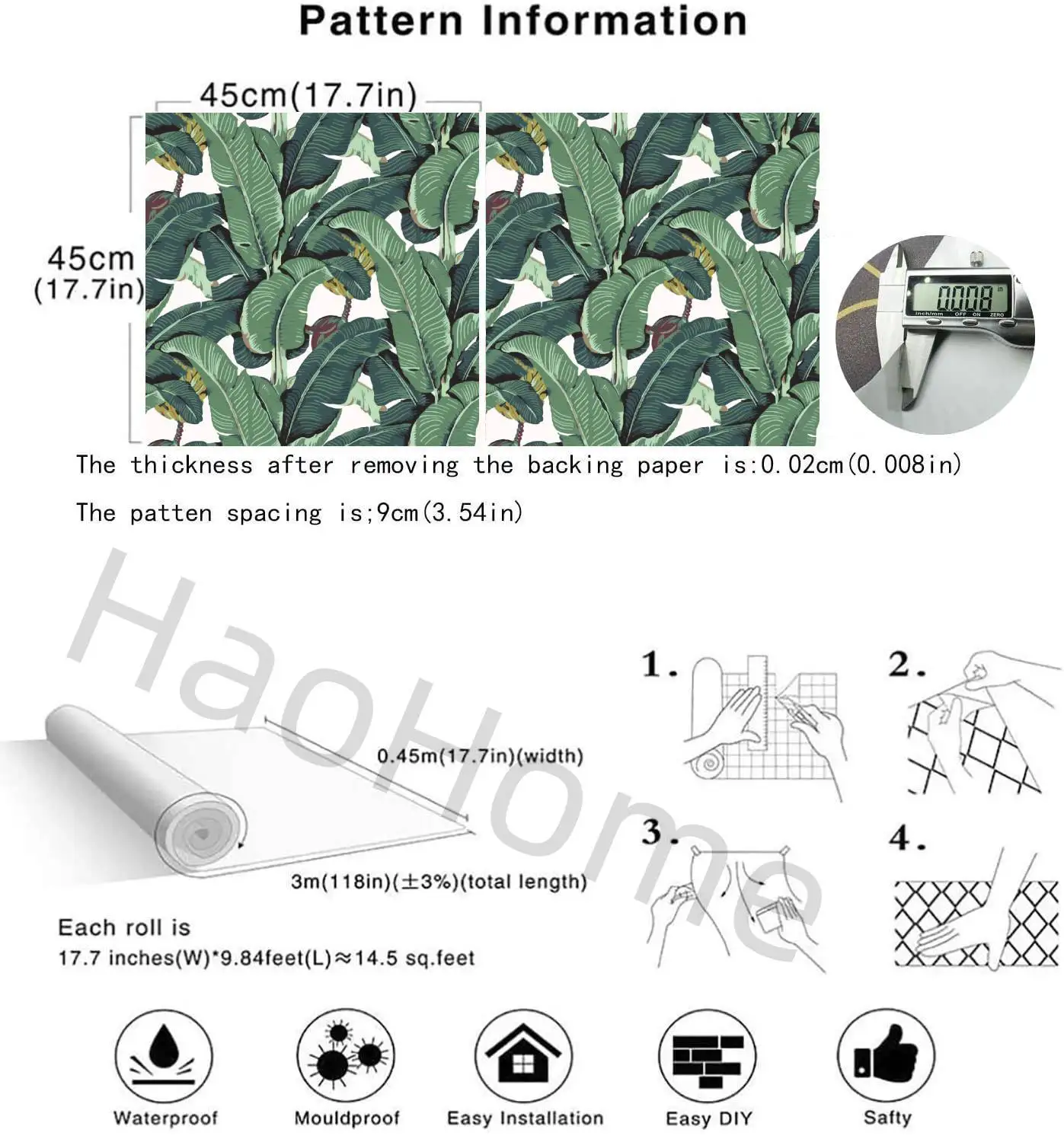 Tropical Palm Leaf Peel and Stick Wallpaper Green Banana Leaves Self Adhesive Wall Paper Removable Contact Paper for Living Room - Image 6