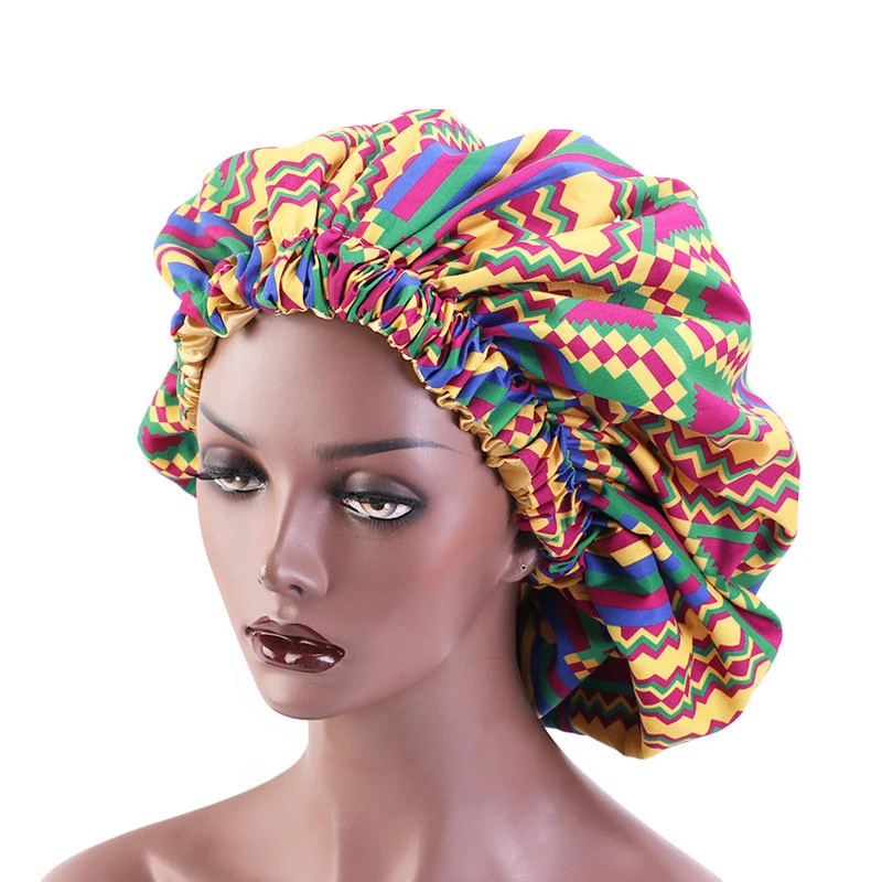 2021 Double Satin African Headtie Fashion Print Women\'s Turban Cap Muslim Headscarf Bonnet Africa Clothing Hijab Chemo hat