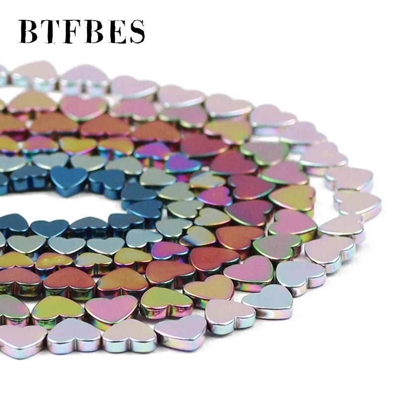 

Peach Heart Hematite Natural Stone Gold color Purple Black Green Charm Loose Beads For Jewelry Making Wholesale DIY Bracelets