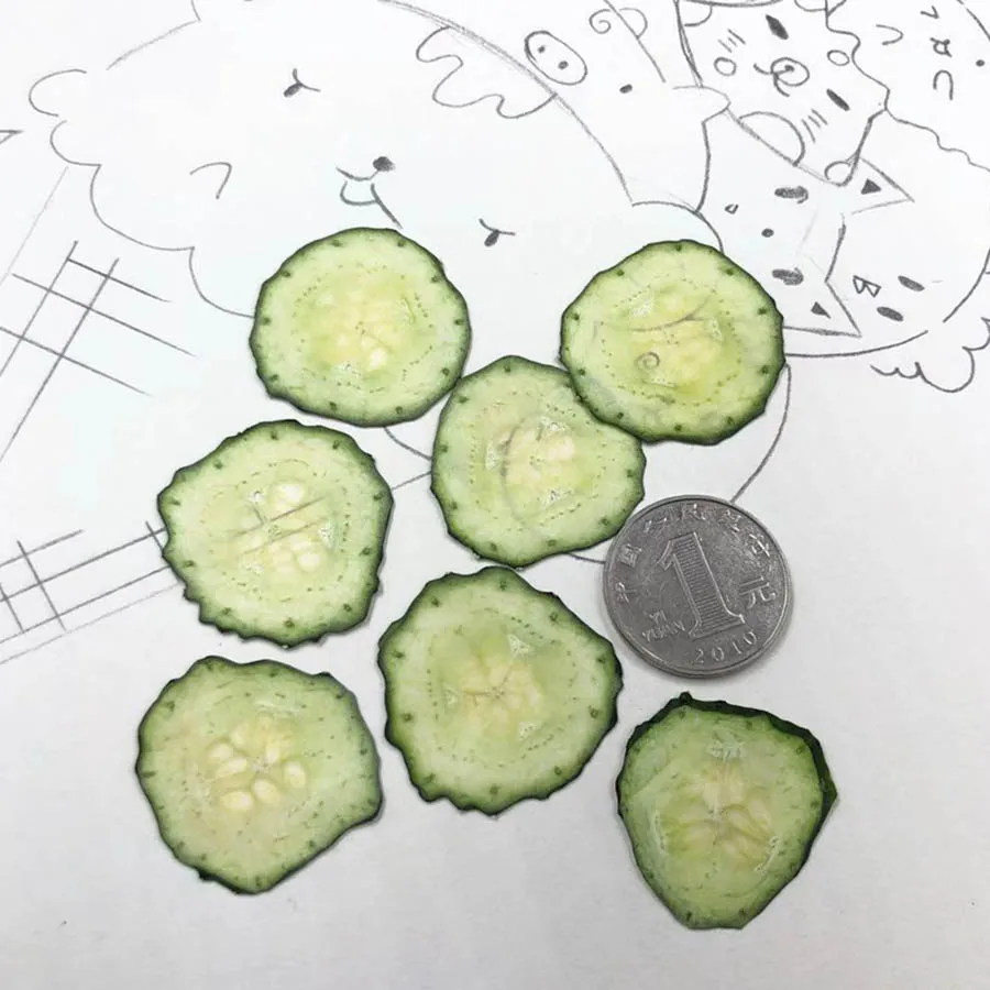 

10pcs Dried Pressed Exopy Vegetable Cucumber Slices Plant Herbarium For Jewelry Photo Frame Phone Case Bookmark Craft DIY Making