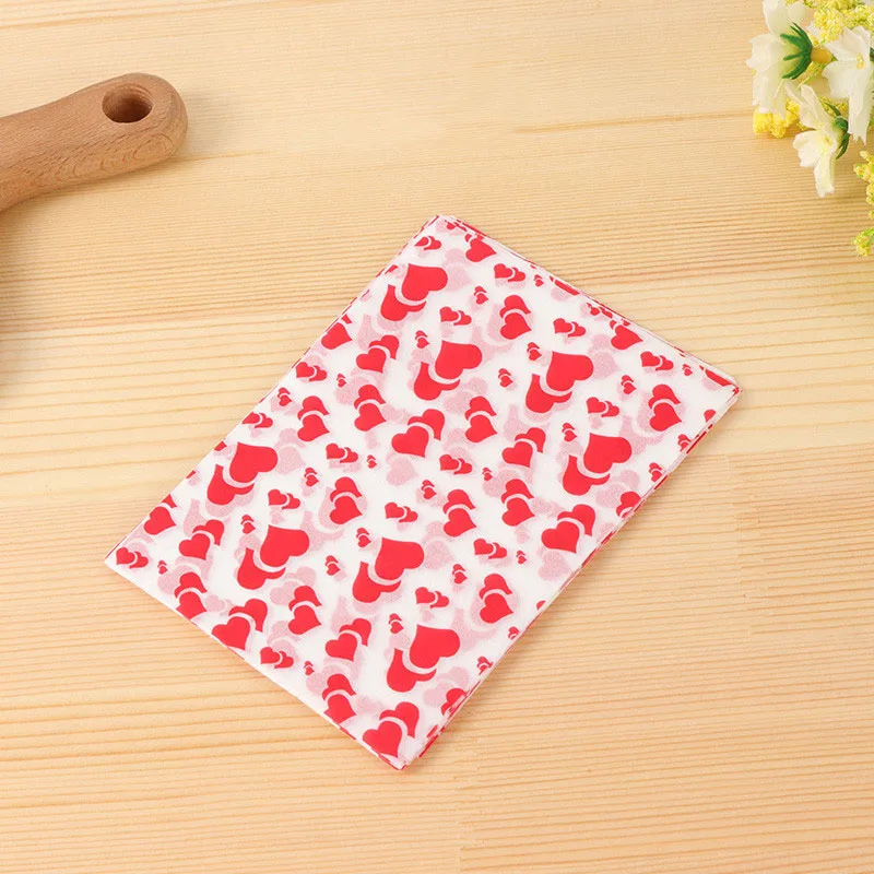 100pcs/lot Red LOVE Heart-shaped Handmade Candy Wrapper Paper Wedding Love Greaseproof Waterproof Gift Nougat Wrapping Paper