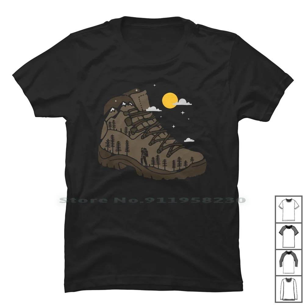 Adventure Boot T Shirt 100% Cotton Wilderness Wanderlust Adventure Outdoor Advent Shoes Ture Tree Lust Hike Door Camp