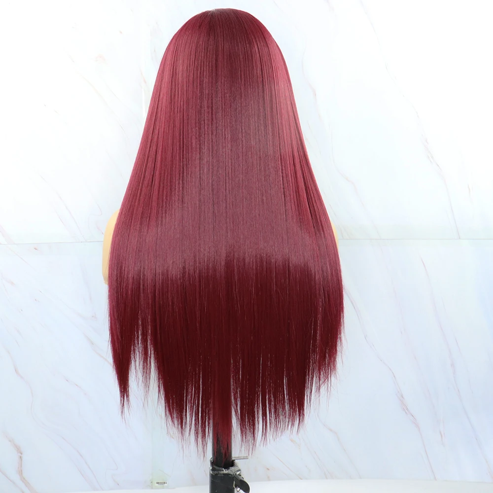 Beautiful Diary 99J Color Silky Straight Synthetic Hair Wigs For Black Women Futura Hair Heat Resistant Synthetic Headband Wigs