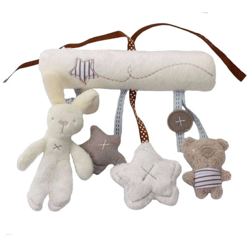 Rabbit baby hanging bed safety seat plush toy Hand Bell Multifunctional Plush Toy Stroller Mobile Gifts L0265