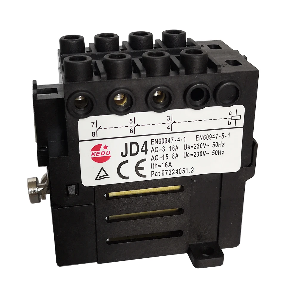 KEDU JD4 Relay 230V 400V 3 NO 4NO 10-Terminalls 8-Terminals