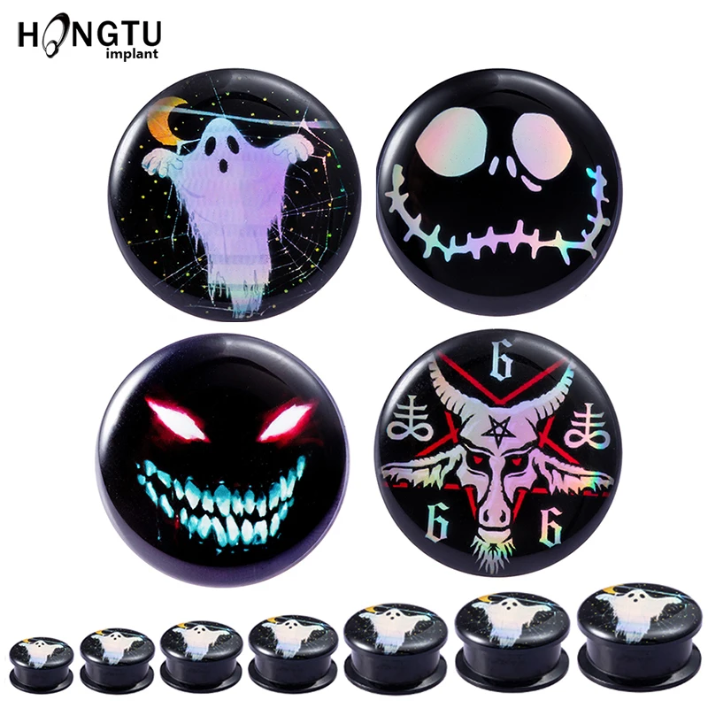 2PCS Acrylic Screw Punk Ear Gauges Plugs Black Ear Expanders Double Flared Ear Stretcher  Piercing Ear Tunnel Jewelry In Body