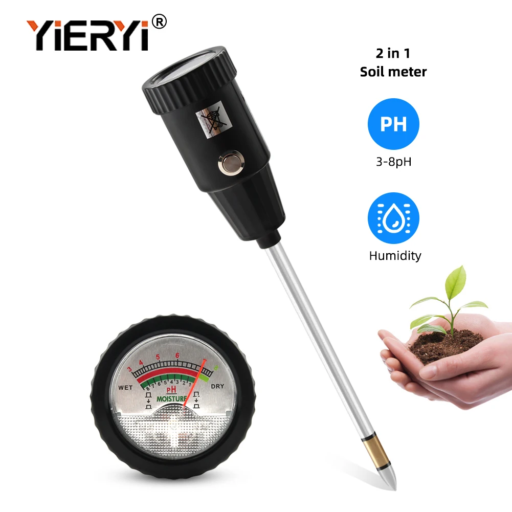 

Yieryi 2 In 1 Soil Moisture Portable PH/ Humidity Meter Garden Soil Analyzer Acidity Tester Planting Tool for Potted Crops