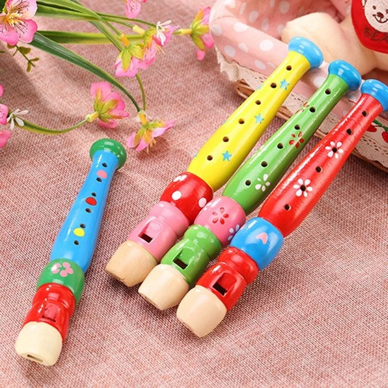 1Pcs Creative 6 Holes Portable Wooden Piccolo Musical Instrument Toys Early Childhood Education Toys Gift for Children