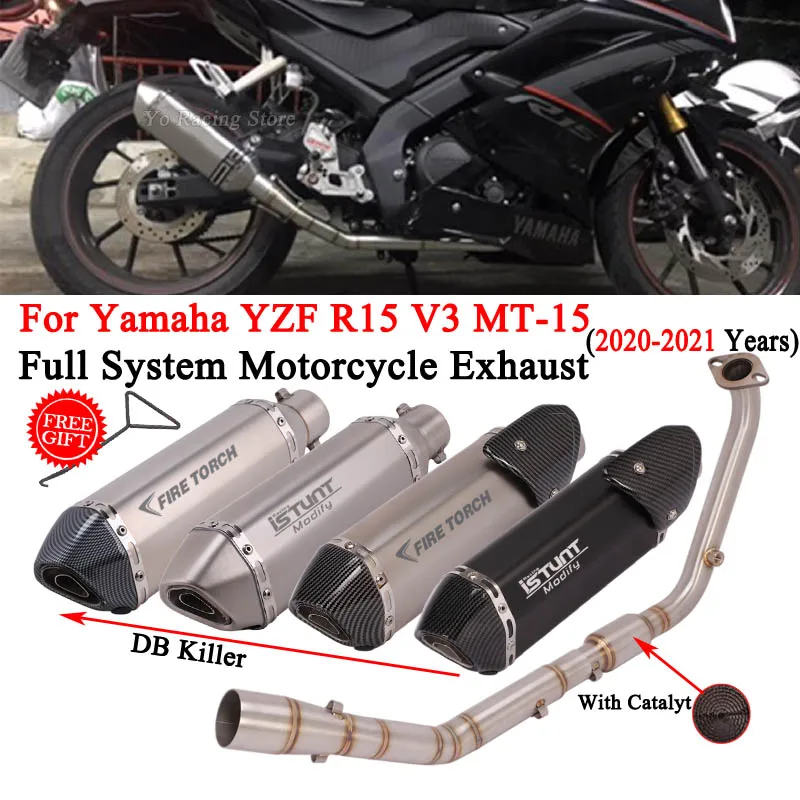 

Full System Motorcycle Exhaust Modify Front Link Pipe DB Killer For Yamaha YZF R15 R125 V3 MT15 MT125 2020 - 2021 Years