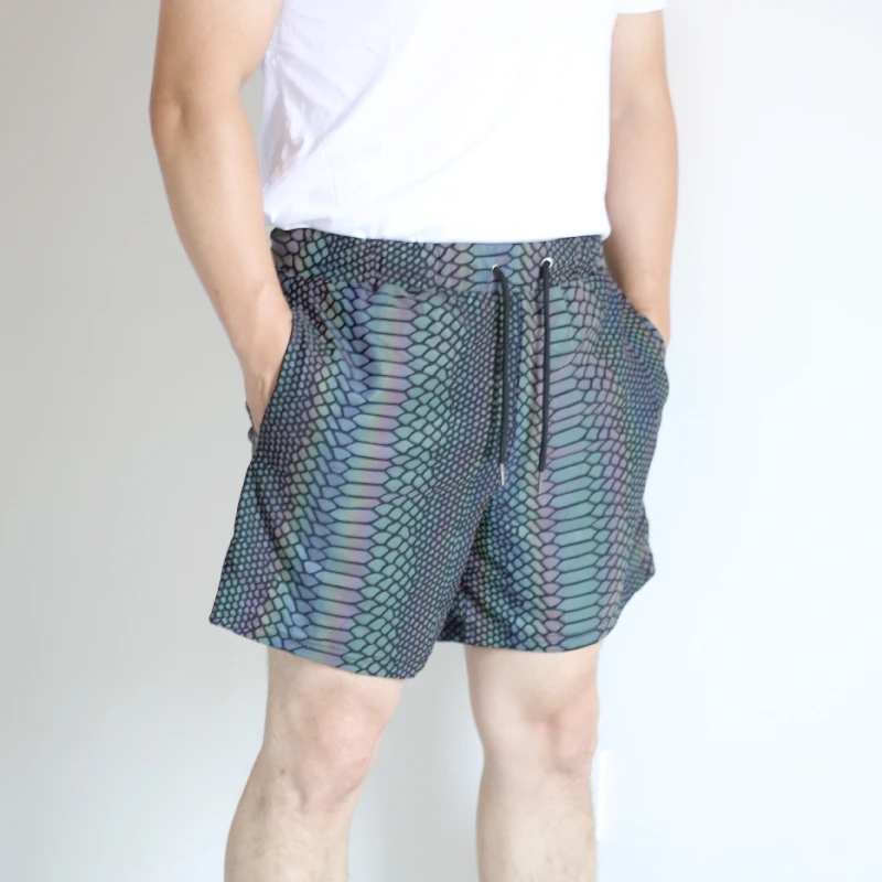 Summer Shorts Men 2025 Jogger Reflective Safety Trouser Snakeskin Print Drawstring Elastic Waist Cycling Gym Shorts With Pockets - Image 6