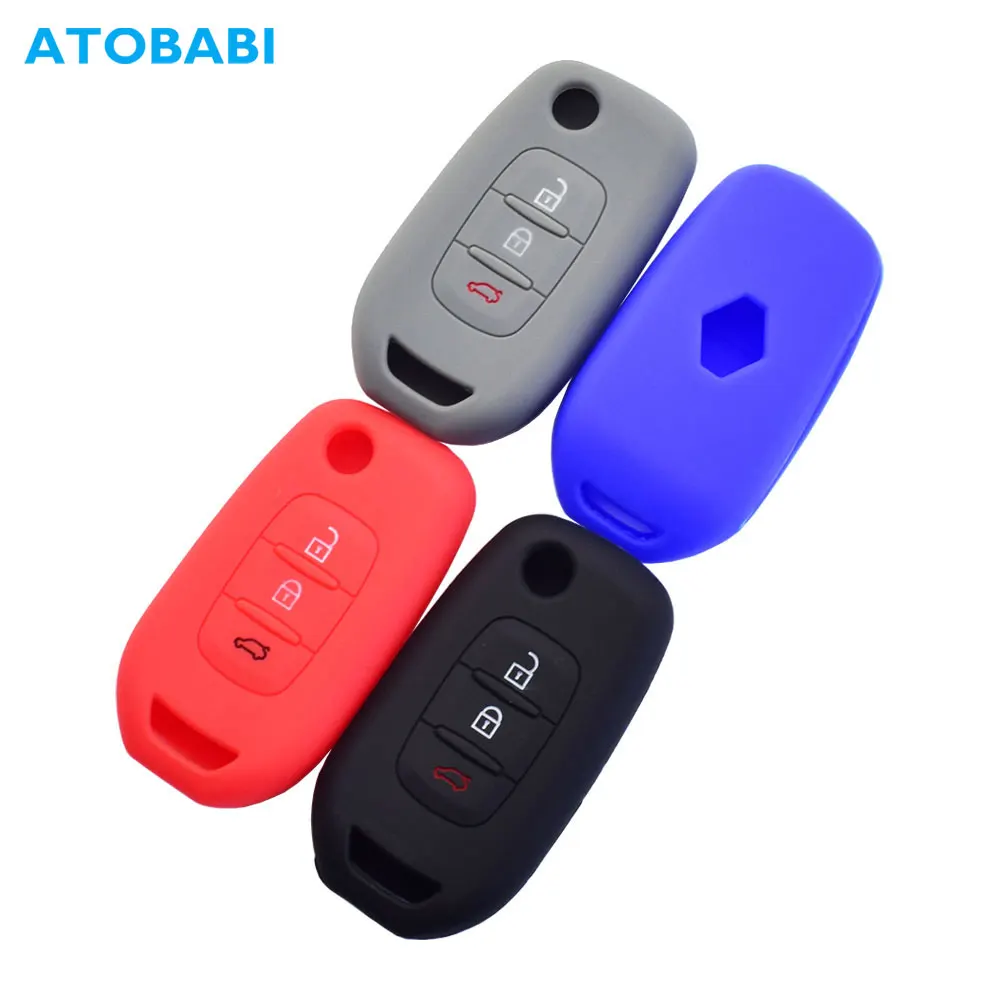 Custodia portachiavi in Silicone per auto 3 pulsanti pieghevole telecomando per Renault Megane III Dacia Logan 2 spolverino Kadjar Captur simbolo FSK