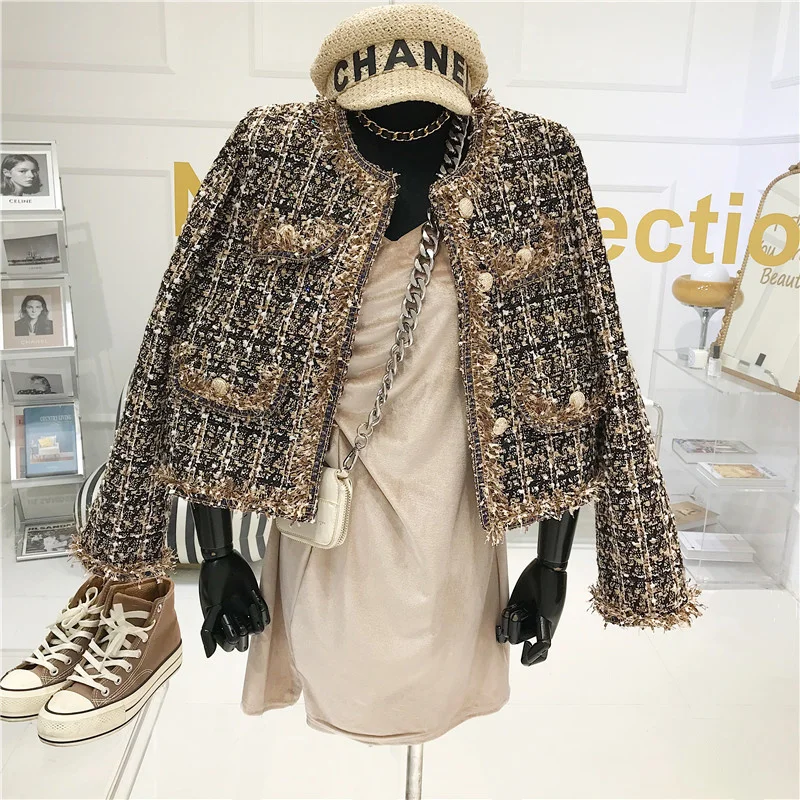 High-quality Temperament Ladies Style Tweed Women Short Jacket Women 2021 Autumn Elegant Coat Female Fashion Jacket Woman Top