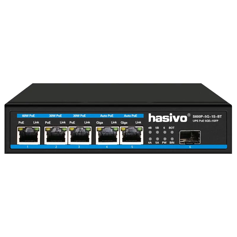 Solar power PoE switch Sustainable UPS PoE Switch 5 Port Gigabit PoE Switch Sustainable solar power supply 1SFP
