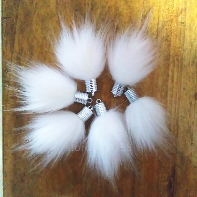 FUYIER Faux Raccoon Fur Ball Being Hang Pompons Hair Bulb DIY  Jewelry Parts Pendant Chain Curtain Tassel Handmade Crafts 20 pcs